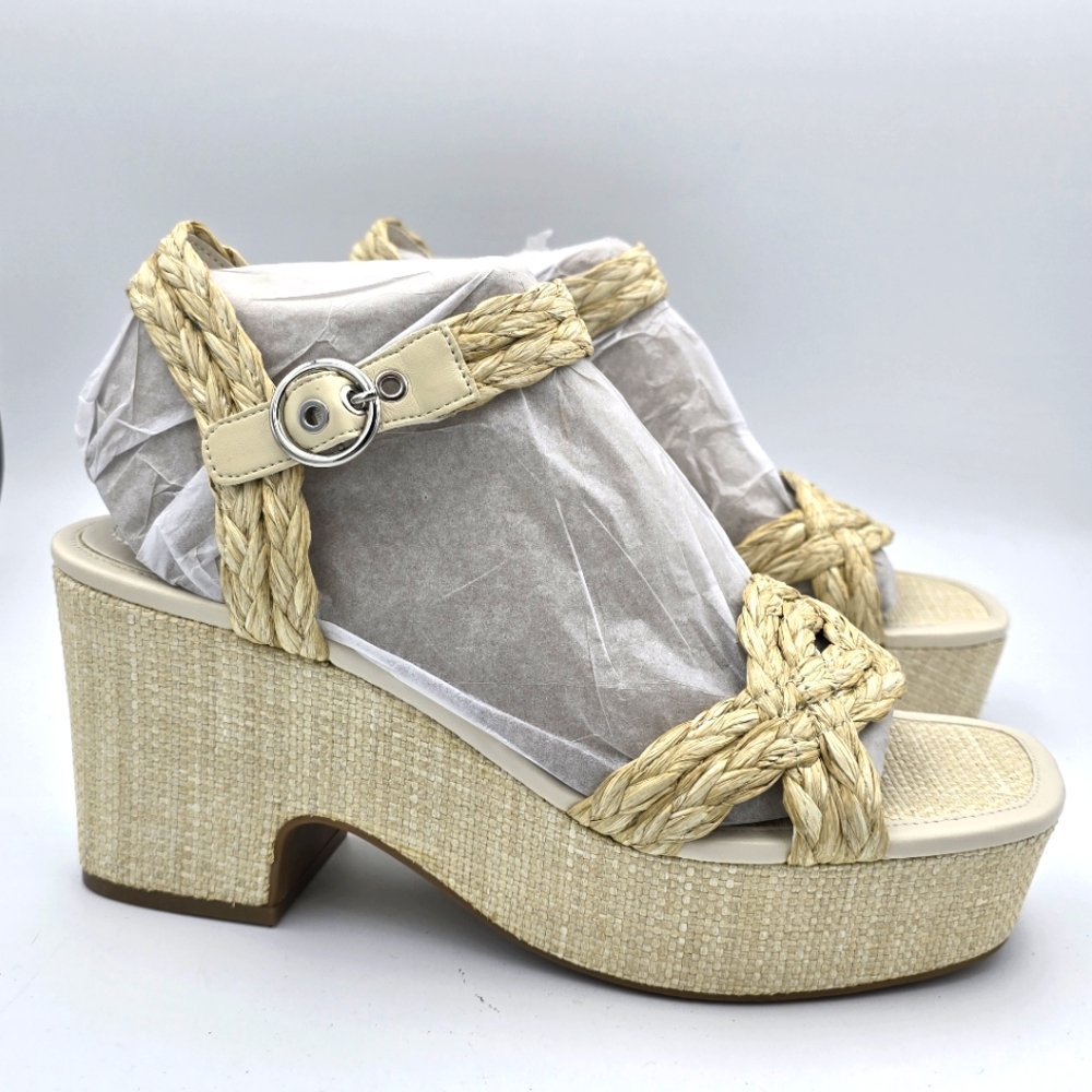 NWOT Bandolino Sabinna Platform Braided Wedge Sandals, Natural, Women's 11M